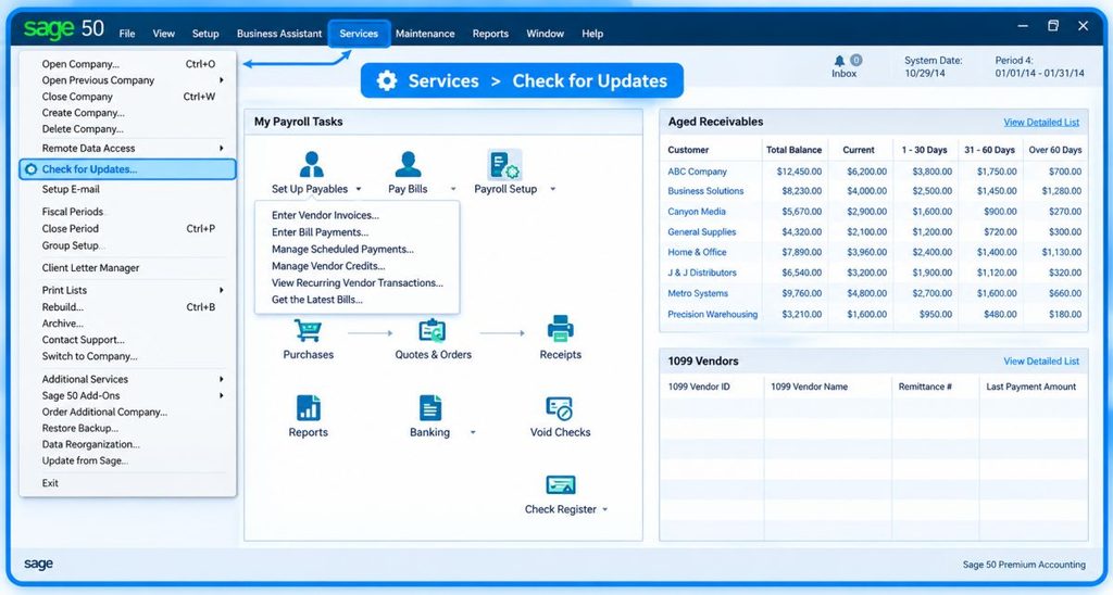Check for the Update in Sage 50