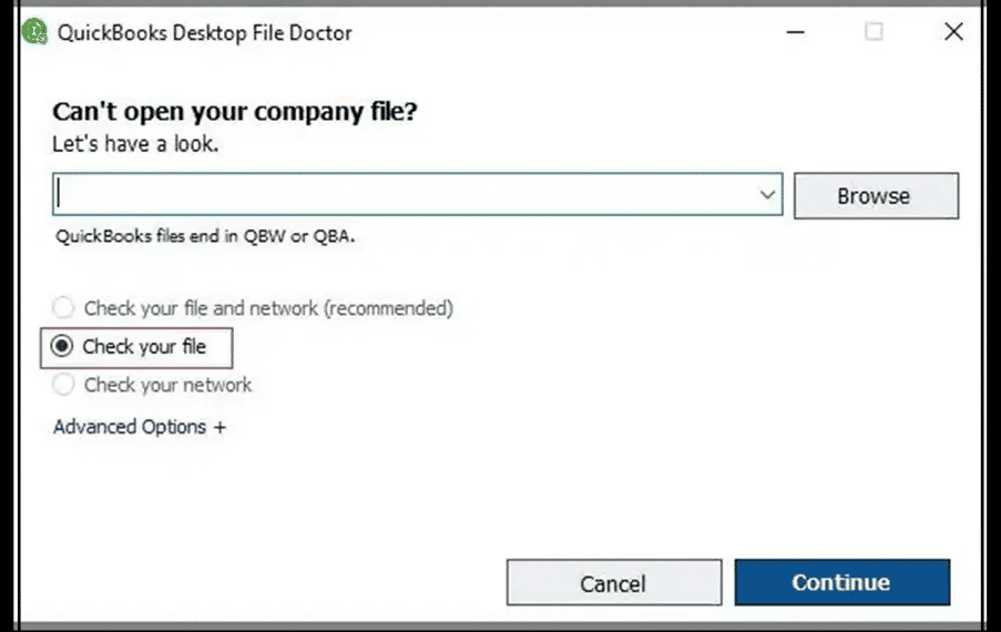 Check Company File in quickbooks