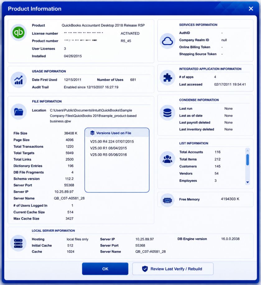 Check Your QuickBooks Version and Release Number
