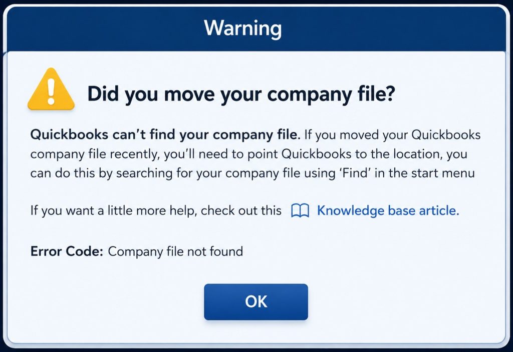 QuickBooks Company File Not Found