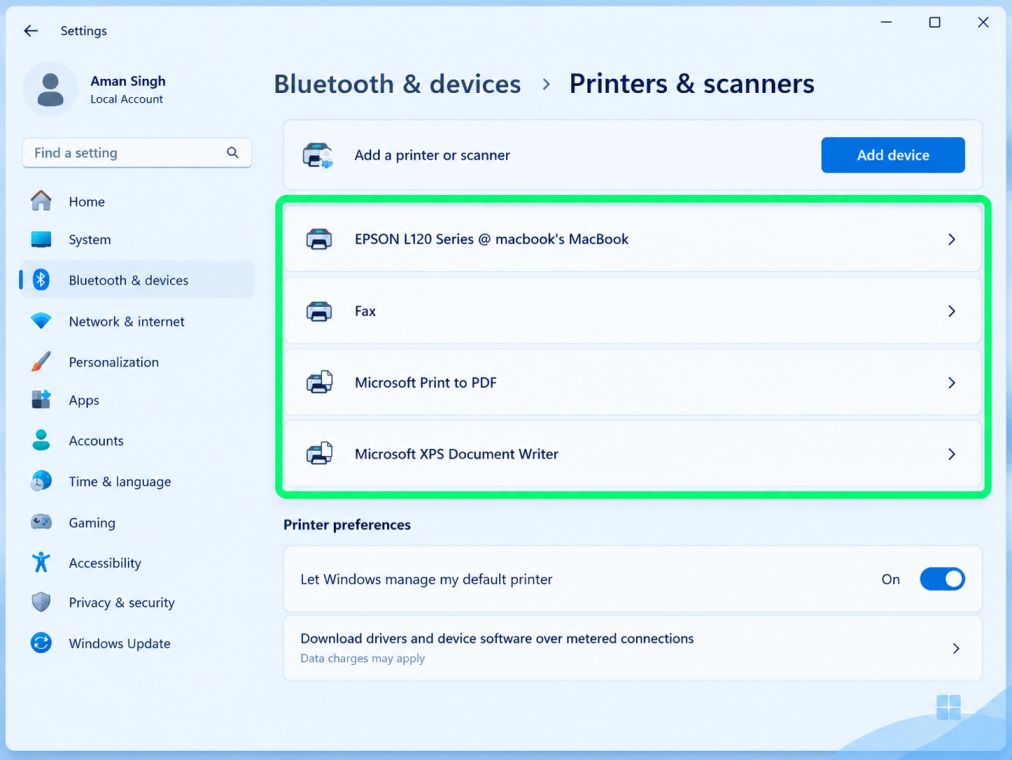Check the Printer Connection and Status 