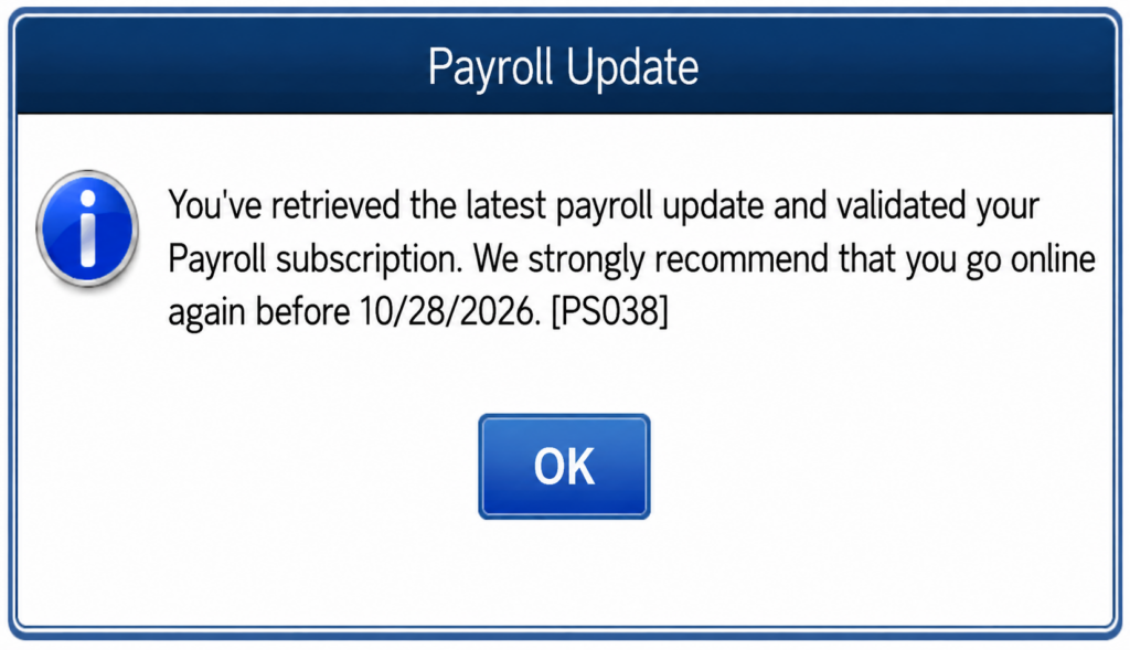 QuickBooks Payroll Error PS038 Message